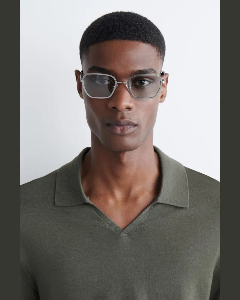 COS Rechteckige Sonnenbrille Mit Metallgestell Silberfarben