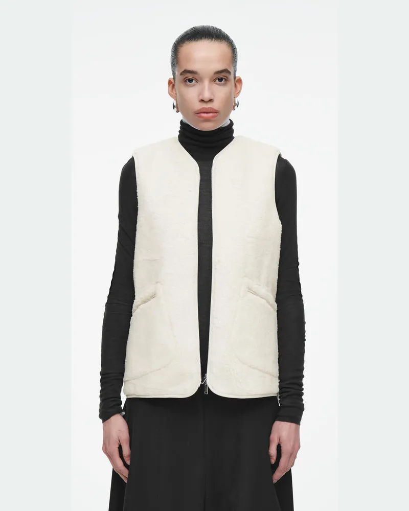 COS Oversized-Weste Aus Kunstlammfell Beige