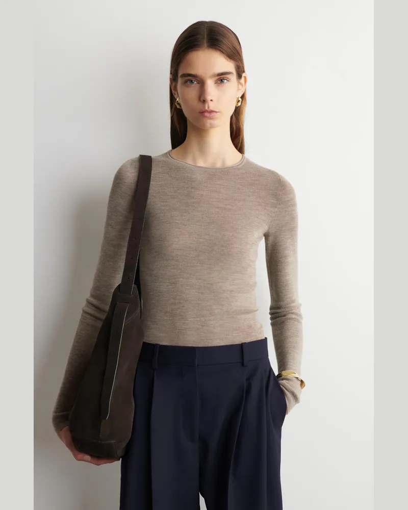 COS Nahtloses Langarmshirt Aus Merinowolle Beige