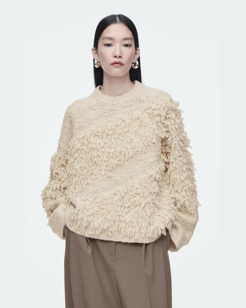COS Strickpullover Aus Wolle Mit Schlaufenmuster Weiß
