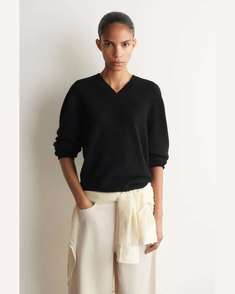 COS Kaschmirpullover Mit V-Ausschnitt Schwarz