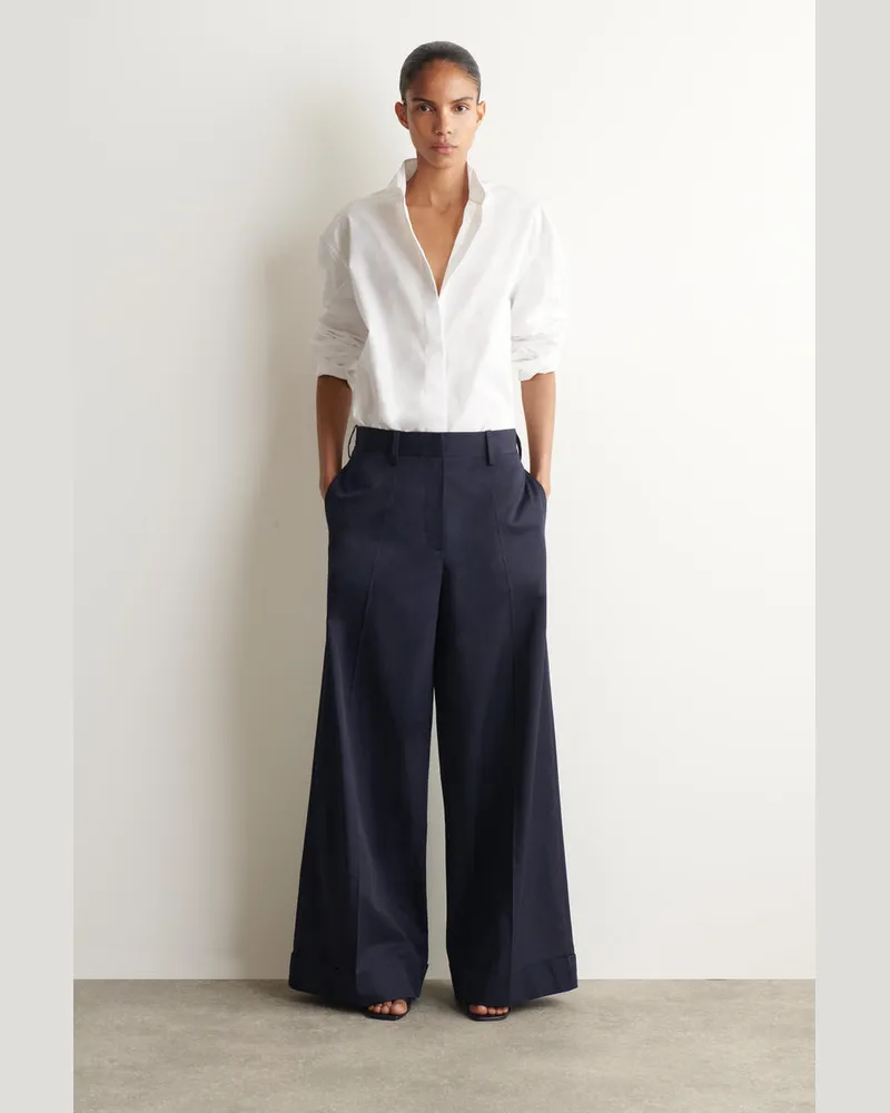 COS Hose Aus Baumwoll-Twill Mit Weitem Bein Blau