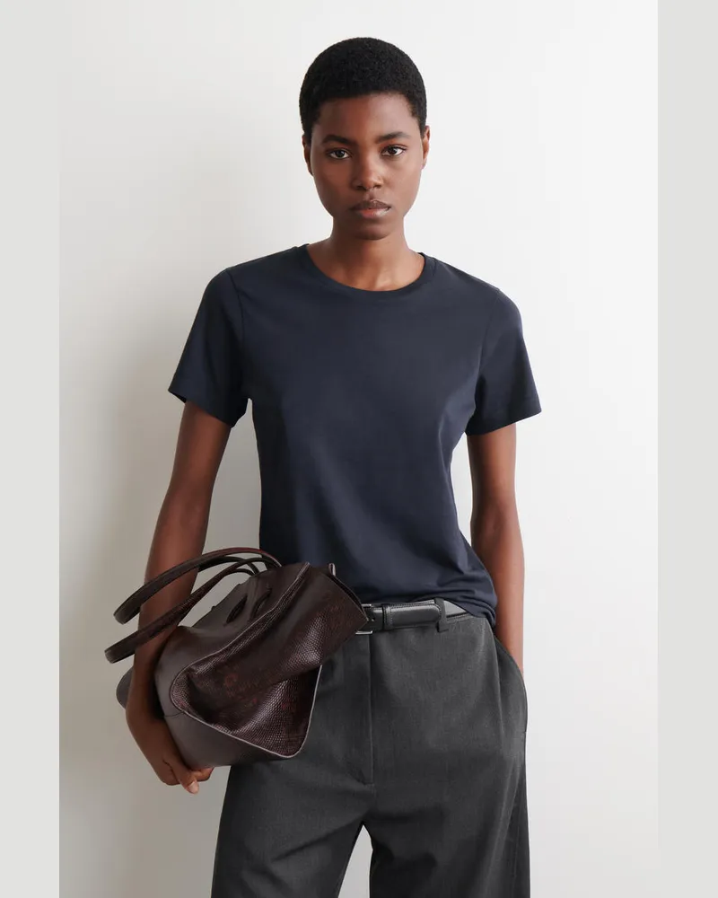 COS Baumwoll-T-Shirt Mit Rundhalsausschnitt Blau