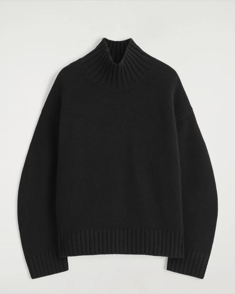 COS Kaschmirpullover Mit Stehkragen Schwarz