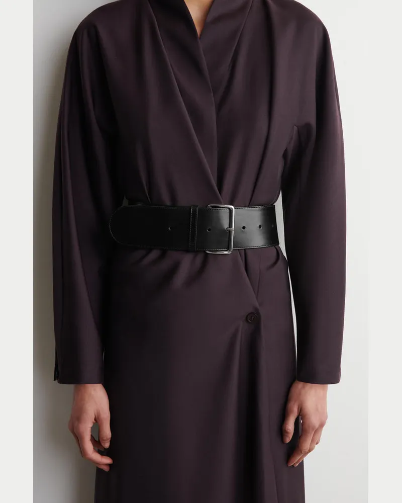 COS Breiter Ledergürtel Schwarz