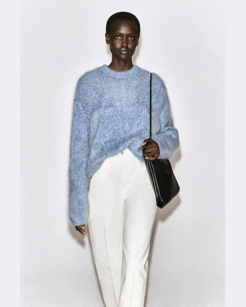 COS Zweifarbiger Gebürsteter Kaschmirpullover Blau