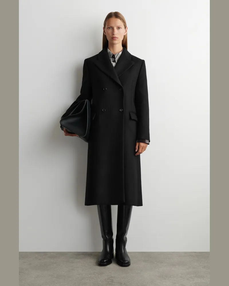 COS Tailored Double-Breasted Wool Coat Schwarz