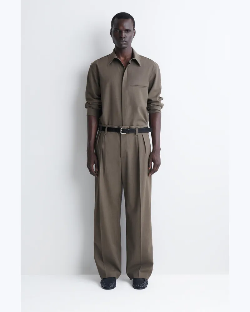 COS Lockere Hose Aus Woll-Mix Mit Weitem Bein Braun