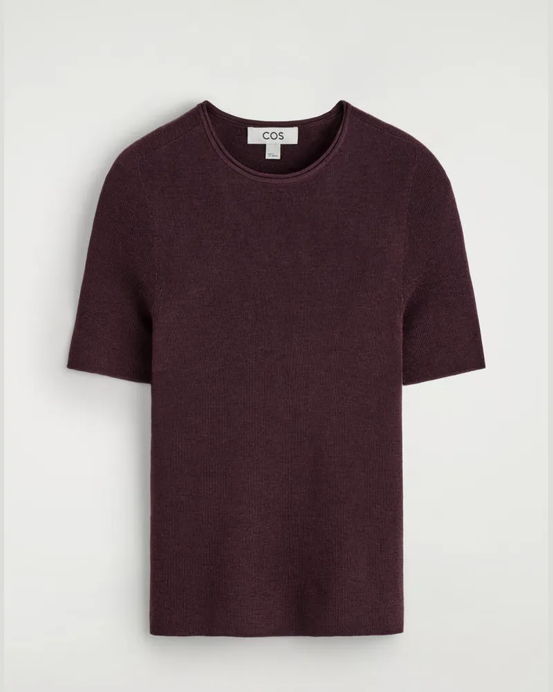 COS Nahtloses T-Shirt Aus Merinowolle Rot