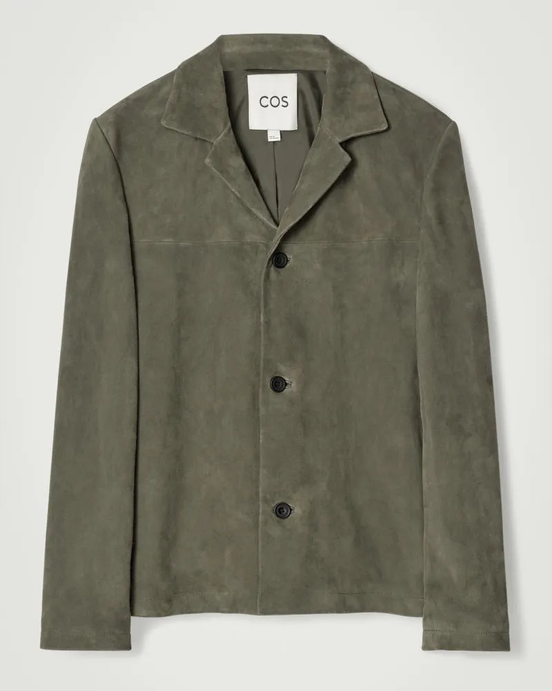 COS Einreihige Jacke Aus Veloursleder Braun