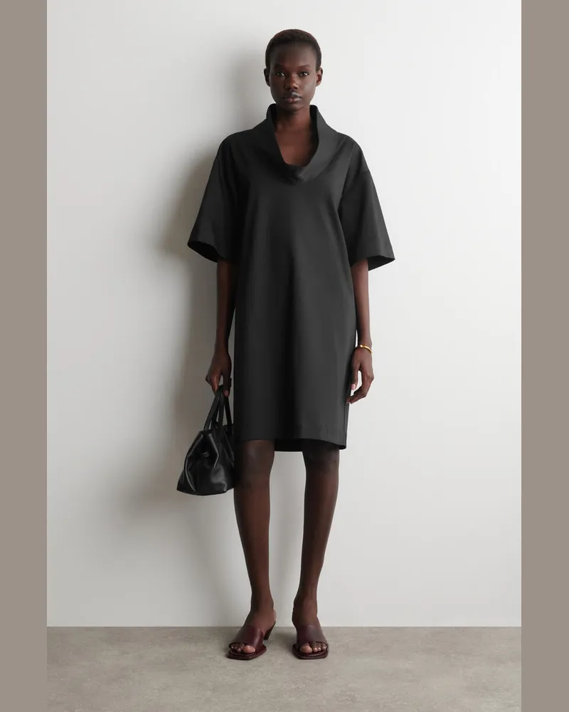 COS Minikleid Mit Kragen Und Kokon-Silhouette Schwarz