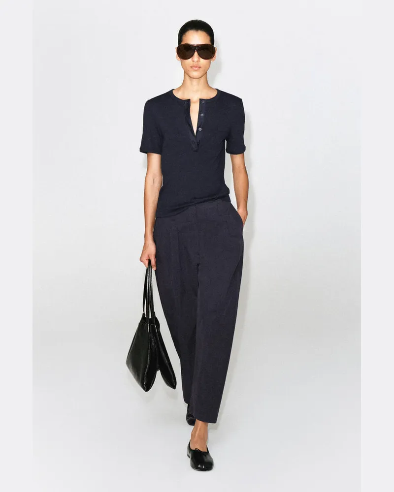 COS Baumwollhose Mit Barrel-Bein Und Falten Blau