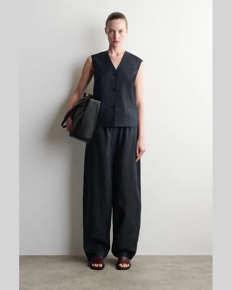 COS Leinenhose Mit Barrel-Bein Und Elastischem Bund Schwarz