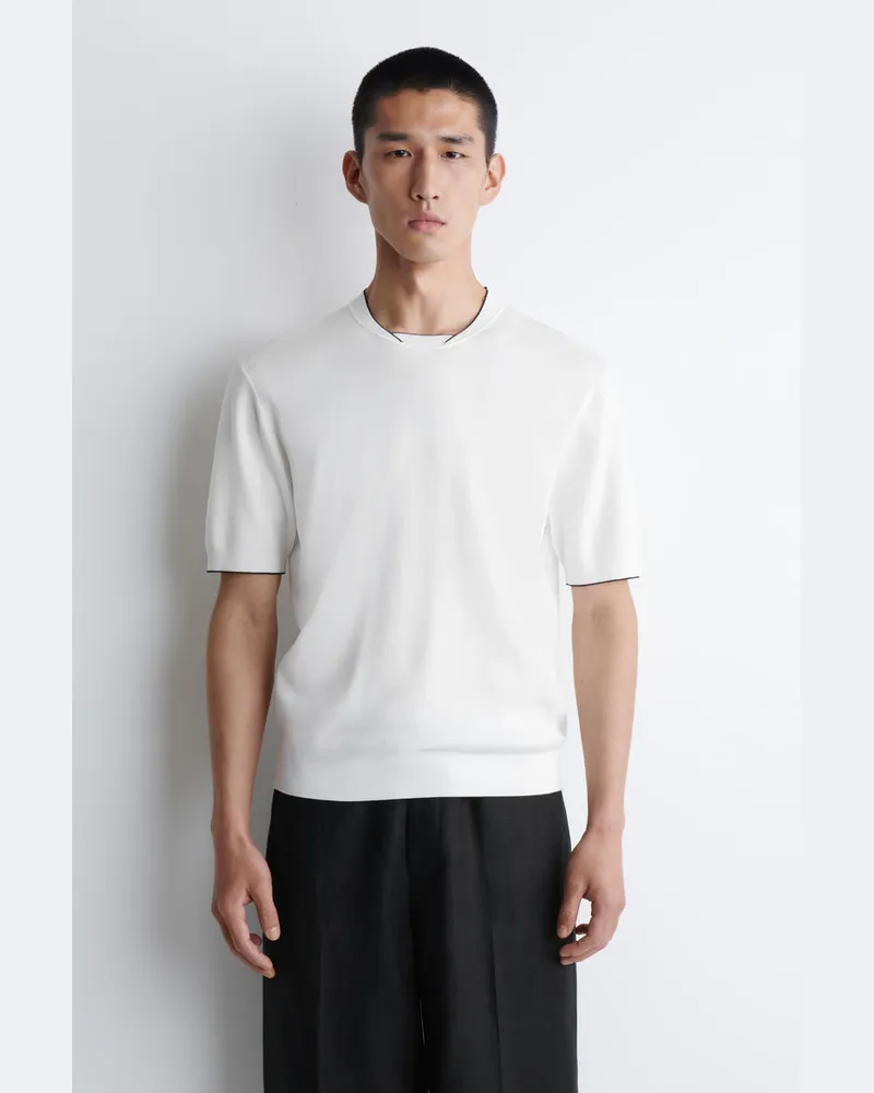 COS Strick-T-Shirt Mit Kontrastierenden Einfassungen Weiß