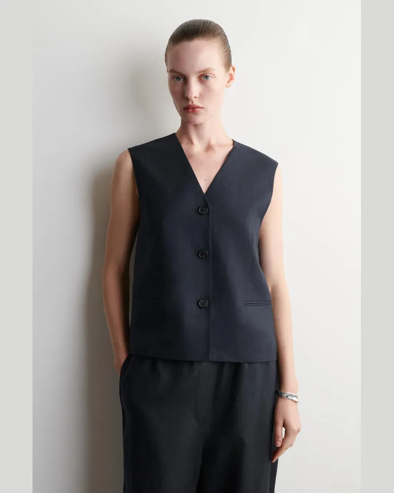COS Weste Aus Leinen Blau