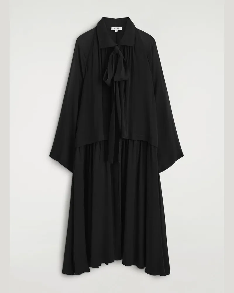 COS Fliessendes Midikleid Mit Schaldetail Schwarz