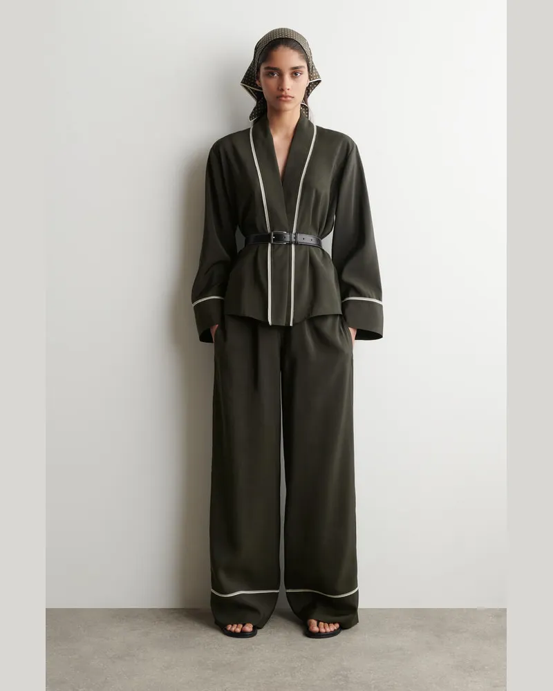 COS Hose Mit Geradem Bein Und Kontrastierenden Paspeln Braun