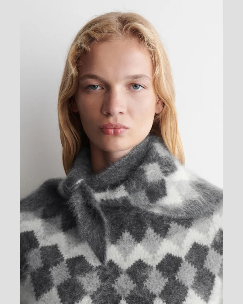 COS Gebürsteter Kaschmirschal Mit Fair-Isle-Muster Grau