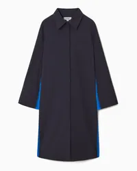 COS Bemaltes Hemdblusenkleid Aus Wolle Navyblau