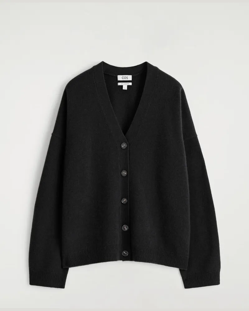 COS Strickjacke Aus Reinem Kaschmir Mit V-Ausschnitt Schwarz