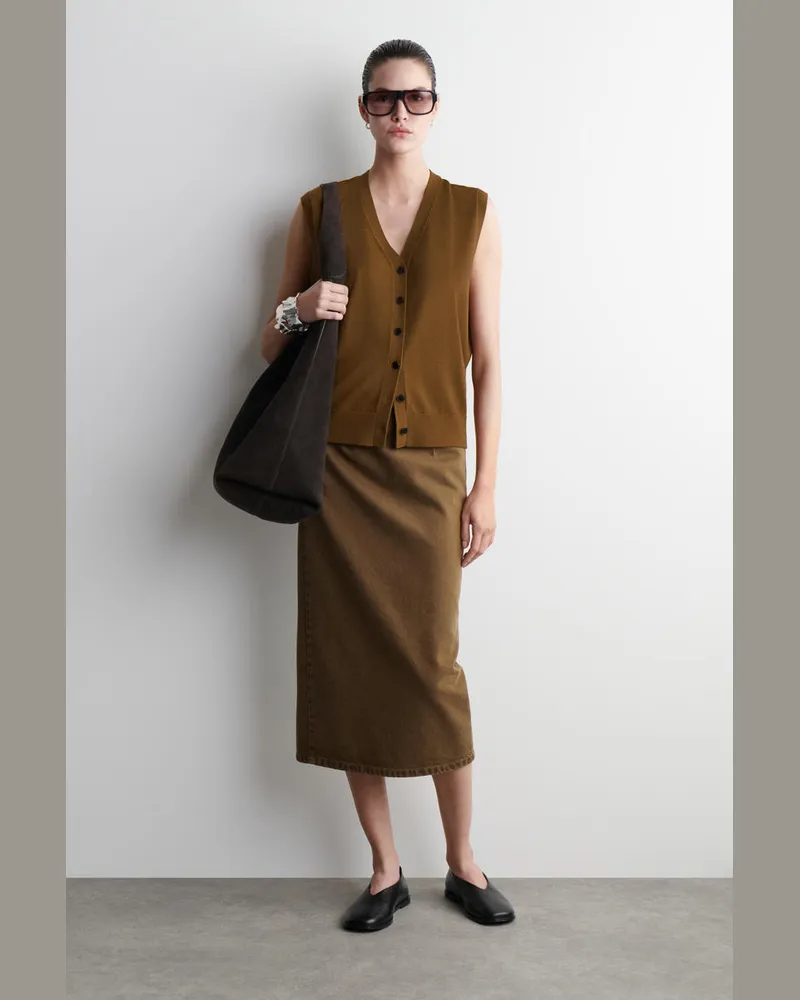 COS Serif Tote Bag - Veloursleder Braun