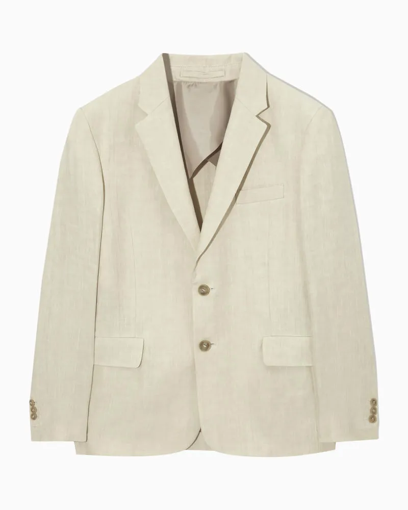 Cos Einreihiger Leinen-Blazer Mit Normaler Passform Beige