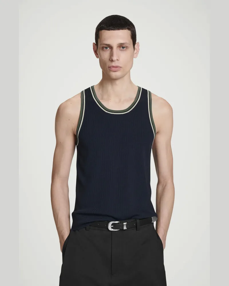 COS Geripptes Tanktop Mit Kontrastpartie Blau