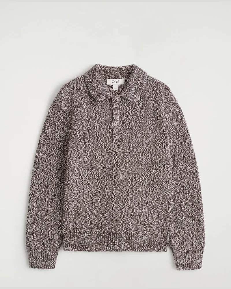COS Pullover Aus Woll-Mix Mit Kurzem Reissverschluss Braun