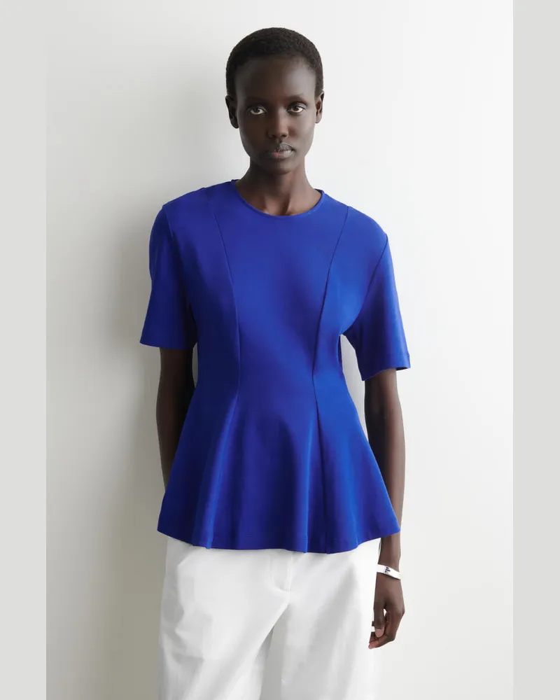 COS Tailliertes T-Shirt Aus Baumwolle Blau
