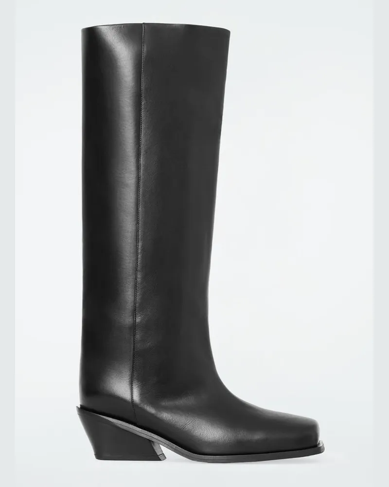 COS Lederstiefel Mit Karreeförmiger Zehenpartie Schwarz