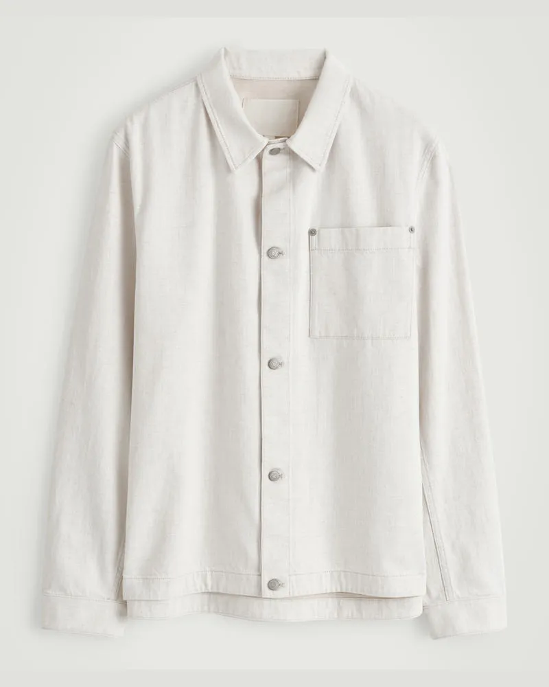 COS Hemdjacke Aus Denim Aus Baumwoll-Leinen-Mix Weiß