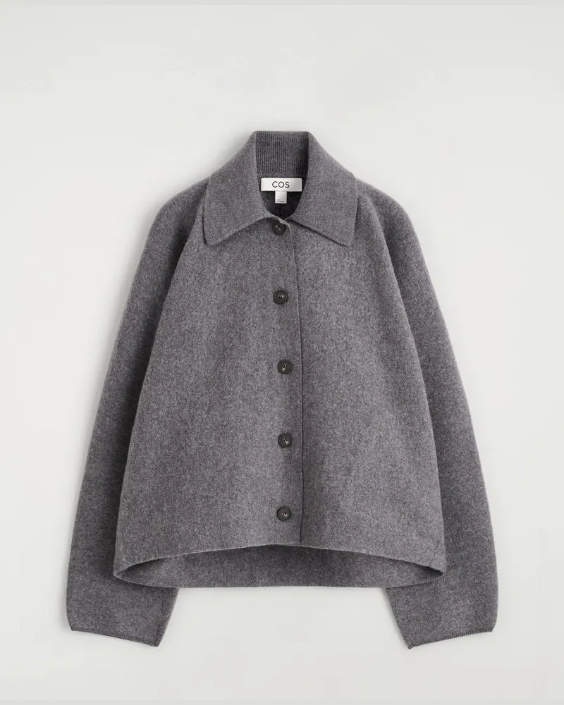 COS Skulpturale Kurzjacke Aus Merinowolle Grau