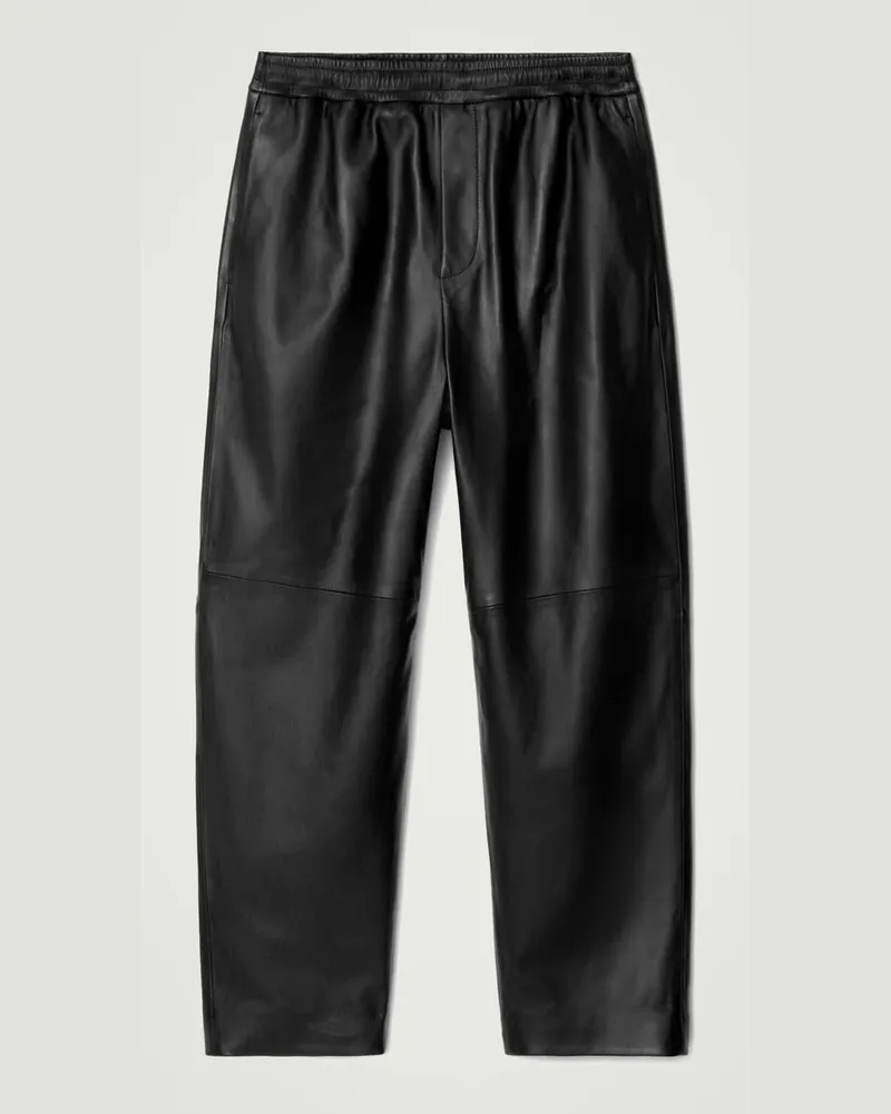 COS Elastische Schmal Zulaufende Jogginghose Aus Leder Schwarz