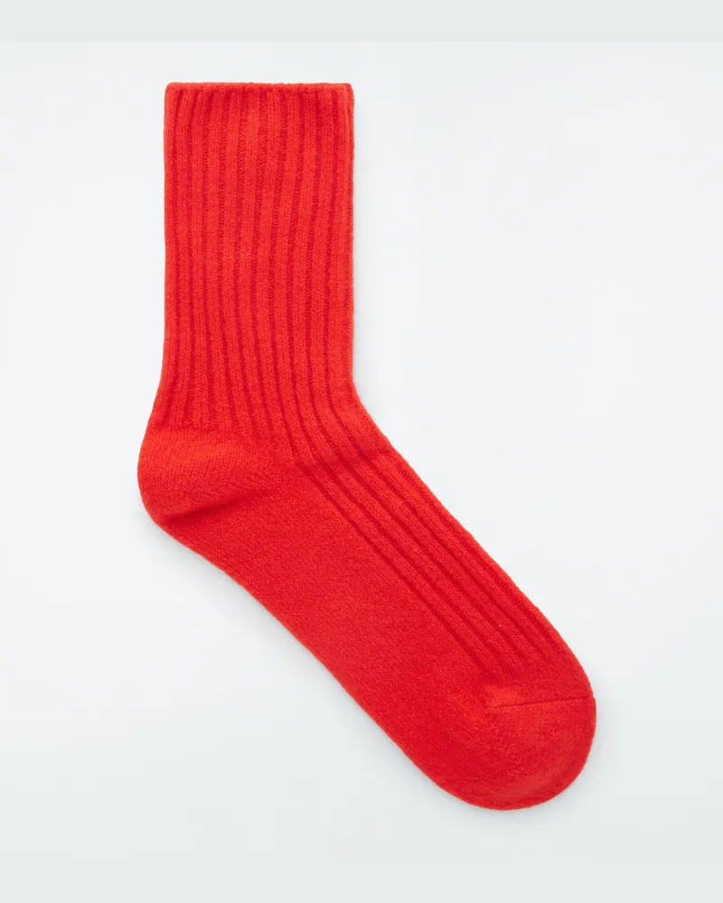 COS Gerippte Kaschmirsocken Rot