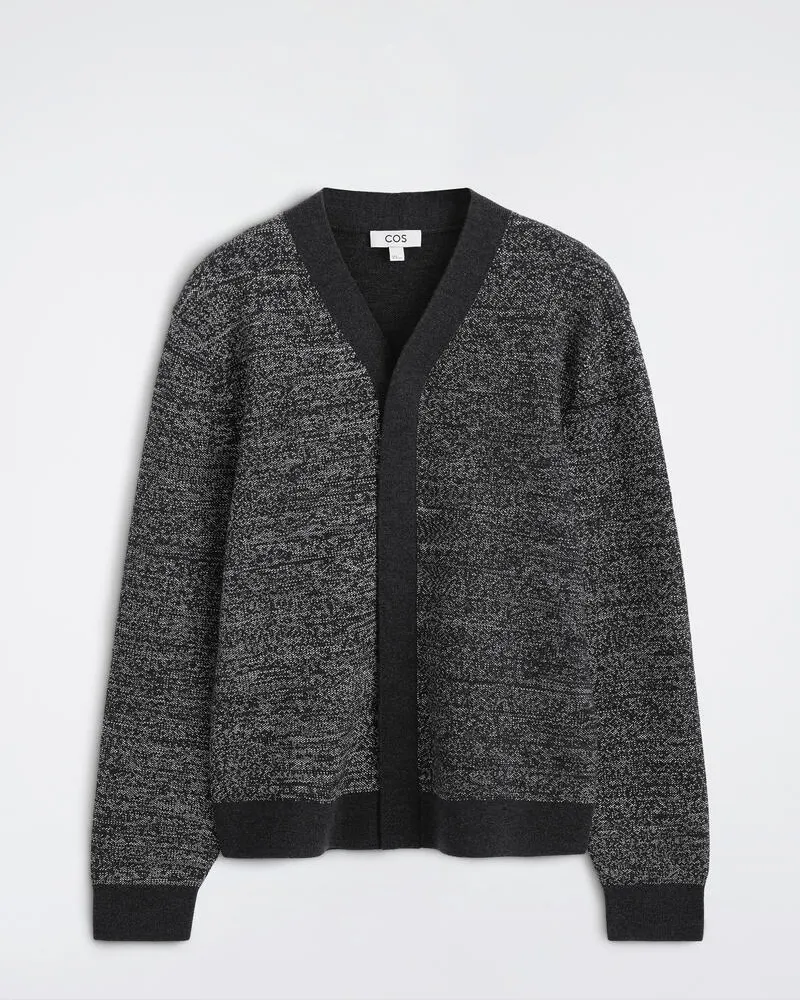 COS Strickjacke Aus Wolle Mit V-Ausschnitt Grau