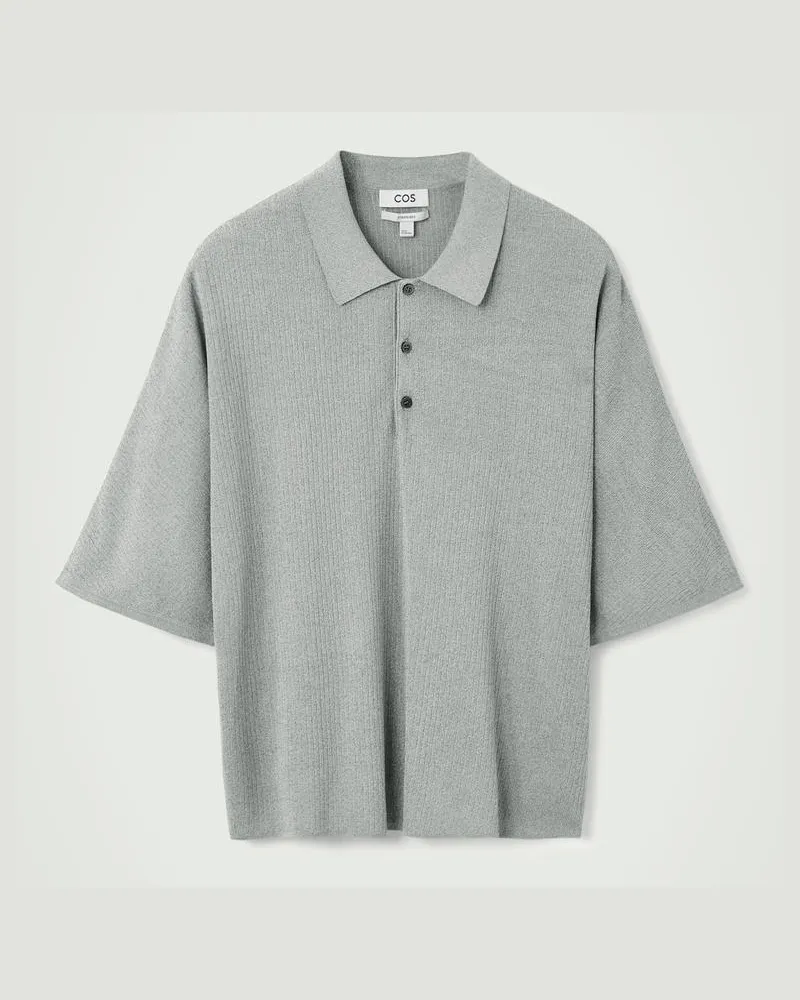 COS Oversized-Poloshirt Aus Rippstrick Grau