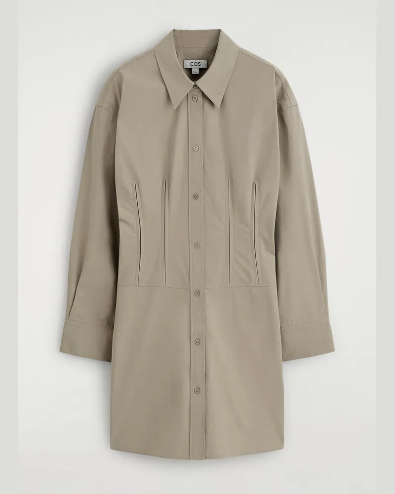 COS Hemdkleid Aus Baumwolle Mit Gürtel Grau