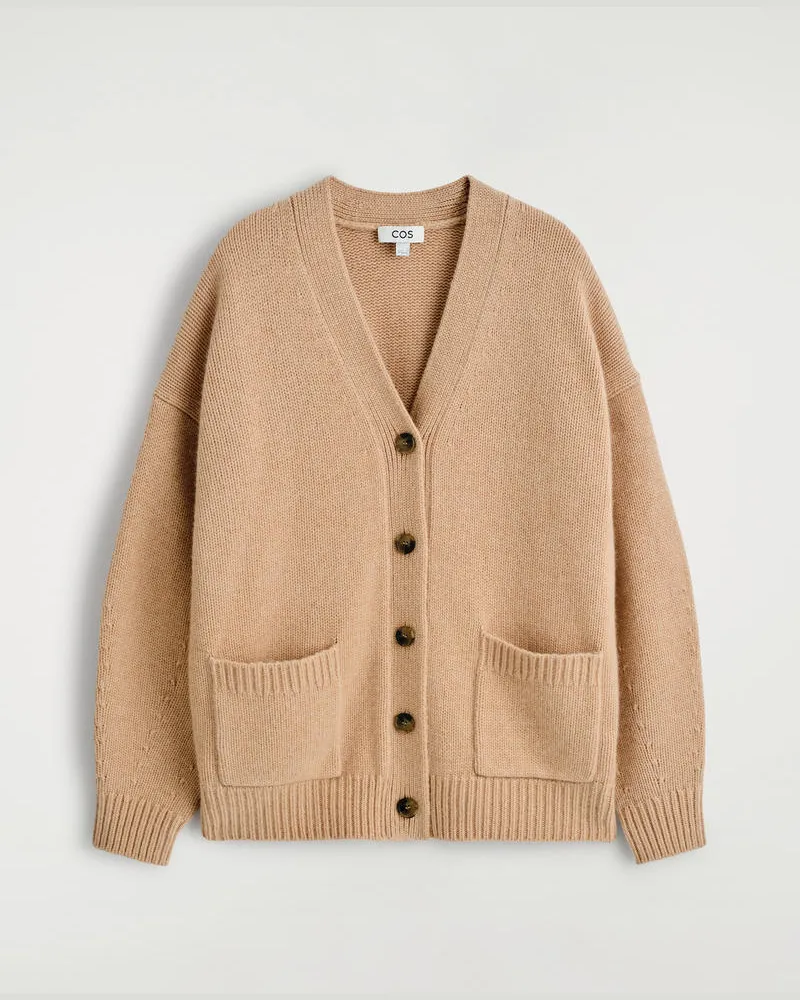 COS Oversized-Strickjacke Aus Kaschmir-Mix Beige
