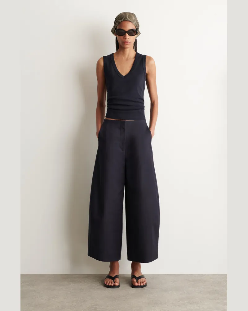 COS Verkürzte Baumwollhose Mit Barrel-Bein Blau