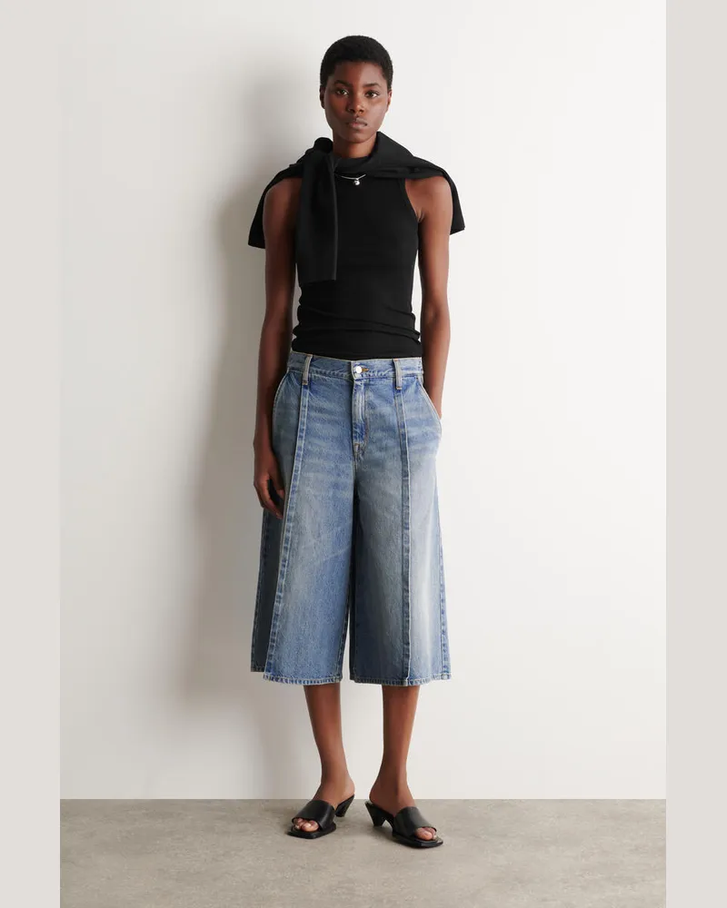 COS Culottes Aus Denim Mit Biesen Blau