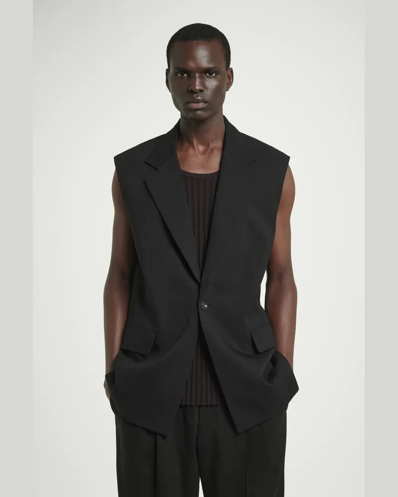 COS Ärmelloser Blazer Aus Leinen-Mix Schwarz