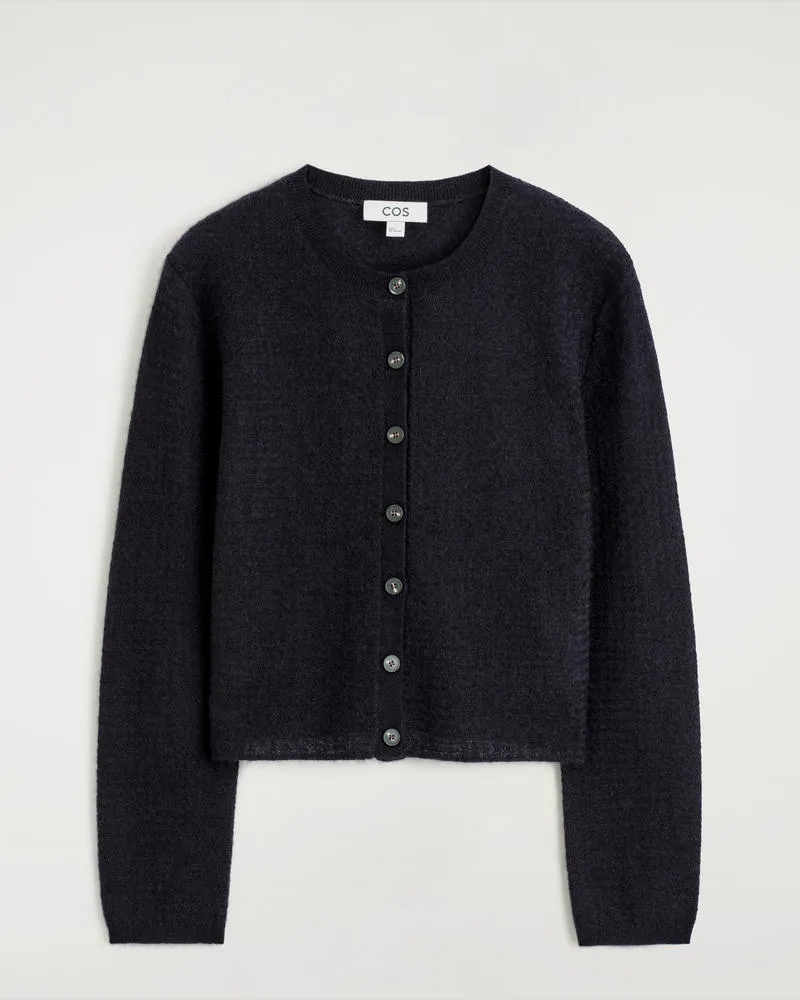 COS Strickjacke Aus Mohair-Mix Mit Zickzack-Muster Blau