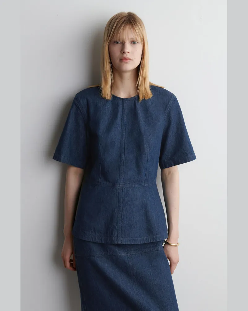 COS Oberteil Aus Denim Mit Schösschen Blau