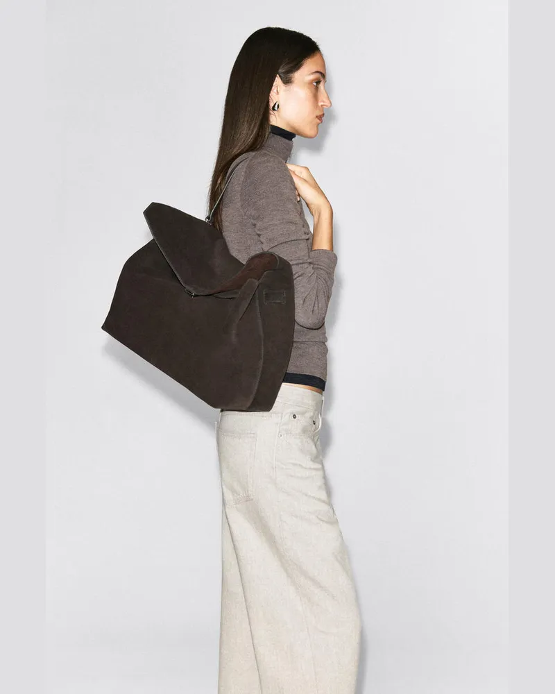COS Trullo Oversized-Tasche - Spalt-Veloursleder Braun