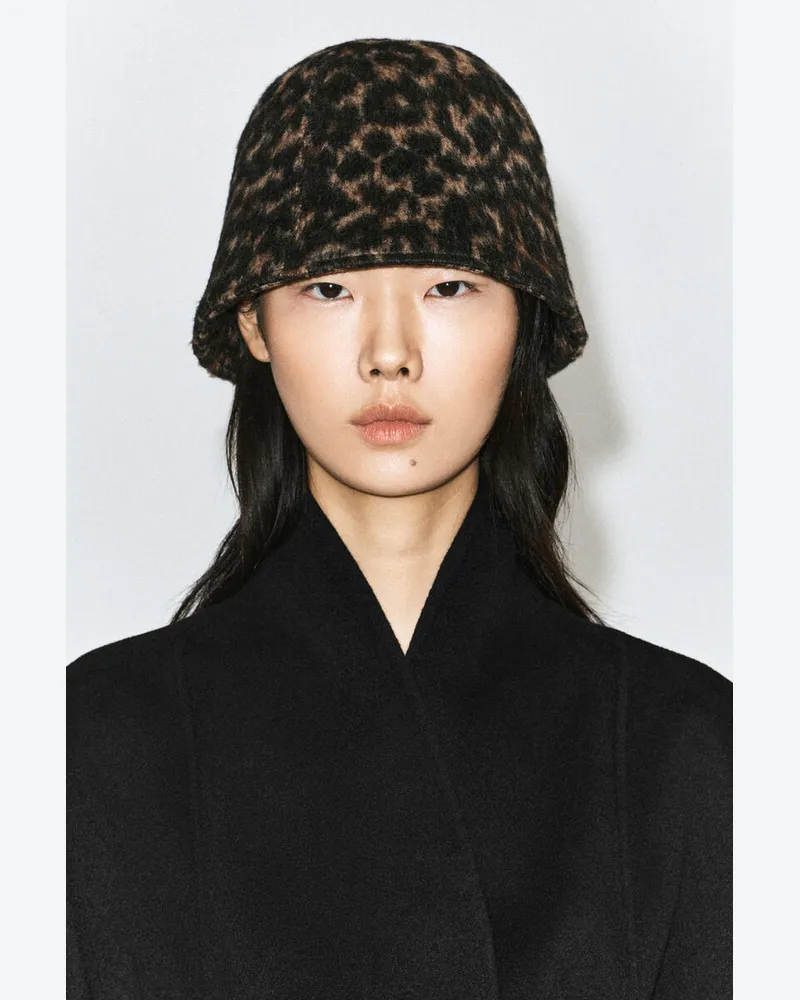 COS Fischerhut Mit Leoparden-Print Aus Woll-Mix Braun