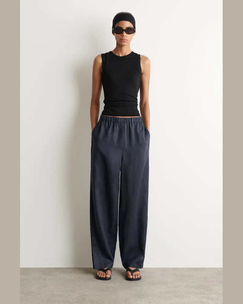 COS Leinenhose Mit Barrel-Bein Und Elastischem Bund Blau
