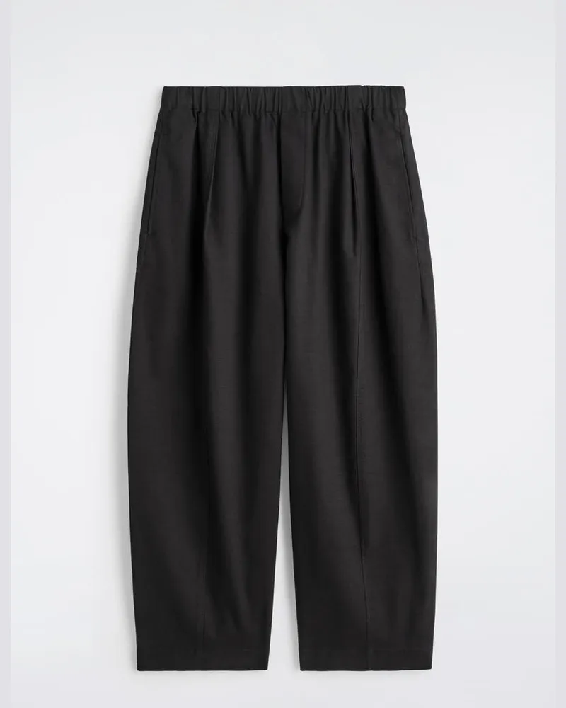 COS Verkürzte Hose Aus Baumwolle Mit Barrel-Bein Schwarz