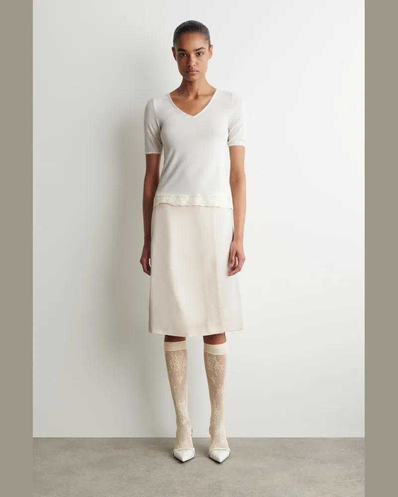 COS Kniehohe Strümpfe Aus Jacquard-Spitze Weiß