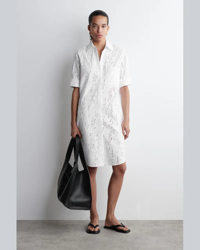 COS Hemdkleid Mit Lochstickerei Weiß