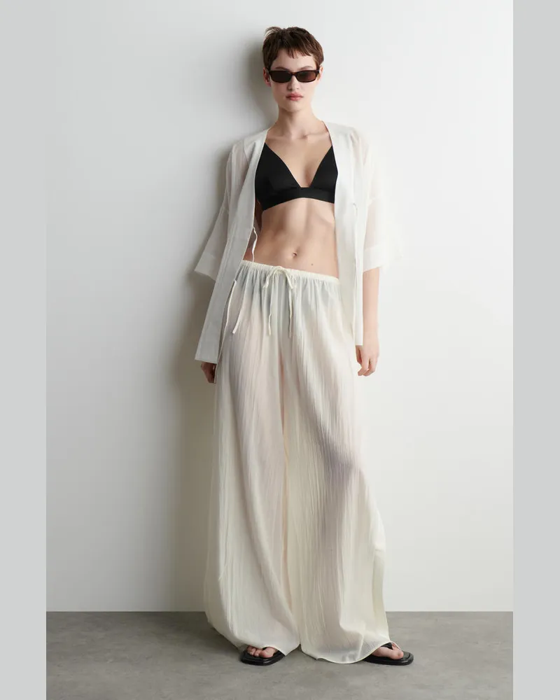 COS Strandhose Aus Baumwolle In Knitteroptik Weiß